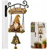 Generic Campanella rustica da appendere a forma di gnomo, fatta a mano con api e girasoli, campanello di benvenuto decorativo, stile fattoria, gnomi da giardino, campanello da appendere per portico, recinto e