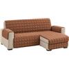 SUSANNA HOME DESIGN Susanna Home Copridivano Trapuntato Penisola Sx/Dx Idrorepellente | Imbottitura 100 g/m², OEKO-TEX, Ganci di fissaggio - Marrone, 3 posti 240 cm