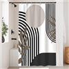Uiiooazy Tenda Doccia Antimuffa 120x200cm Boho Chic Astratta Foglie Marrone | Tenda da Doccia Sole Grigio Righe Nero Impermeabile Tessuto in Poliestere Lavabile per Vasca da Bagno con 8 Anelli