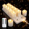 VeftBltrem 12 lumini a LED ricaricabili con stazione di ricarica e telecomando, funzione timer, senza fiamma, in plastica, per feste, stanze, Halloween, Natale, decorazione (200 ore di autonomia)