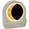 TFA Dostmann Sveglia da comodino luminosa digitale con lampada lunare, 60.2053, luce notturna, rumore bianco, suoni della natura, aiuto per addormentarsi, 2 allarmi, grigio chiaro, beige