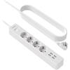 NTONPOWER Ciabatta NTONPOWER Multipresa Sottile con 4 Schuko Prese Elettriche 4 Porte USB 3 Metri Lunga Cavo per Elettrodomestico Elettronica- Bianco