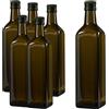 Bottiglie Marasca in Vetro 1 Litro per Olio con Tappo Salvagoccia - Set da 6
