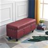 Shally Dogan Cassapanca contenitore da interno con Seduta Imbottita, Rivestimento in Finta Pelle, Pouf Poggiapiedi per Camera da Letto, Salotto, Panca Sgabello 80x40x43cm (Bordeaux)