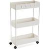VERSA Skuvoy Mobile Bagno, Mobiletto Bagno Salvaspazio, Mobiletti, con 3 Ripiani e rotelle, Misure (A x L x l) 63,5 x 18 x 40 cm, ABS e plastica, Colore Bianco