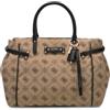 GUESS Donna Borsa Satchel Dorothy Girlfriend Latte Logo/Black | design iconico Guess, scomparto principale capiente, logo signature del brand