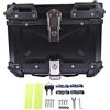 Bisenya 45L Bauletto per Moto, Alluminio Baule da Moto Viaggiare Scatola di Coda con Blocco di Sicurezza per Conservazione Casco Bagagli Grandi, Impermeabile Bauletto per moto (Nero)