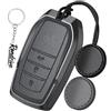 Rondrive Custodia per chiave auto, cover compatibile con Suzuki Swace 2023 2024 2025, accessori in lega di zinco+custodia portachiavi in pelle, 3 tasti, colore grigio