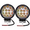 Biqing 2PCS 42W Faro da Lavoro Ambra/Bianca,4.5 Round Offroad Flood Lumière 12V 24V Fari di Profondità Impermeabile IP67 Luci di Lavoro Fuoristrada per Auto ATV SUV Trattore 4x4 J-eep