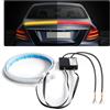 Alopee Set di 2 strisce luminose a LED rosse e arancioni da 45 cm per auto, con luce rossa fissa e luci lampeggianti arancioni fluide, strisce decorative flessibili e impermeabili per luci posteriori esterne