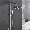 Görbach Colonna Doccia in Acciaio Inox senza Miscelatore, Set Doccia a Pioggia con Doccetta e asta doccia regolabile in altezza 74-114 cm, soffione XL 25x25 cm cromato