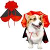 LEKEFETO Costume da vampiro per cani di taglia media - Costume per animali domestici in rosso nero per cani e gatti - Mantello per Halloween Cosplay per feste e servizi fotografici