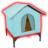 FLYIFE Cuccia da Esterno per Gatti Impermeabile e Termica - Casetta Isolata Invernale con Pavimento Rialzato 7 cm e Porta Antivento, Rifugio Caldo per Gatti Randagi in Giardino o Cortile (Blue,Size L)