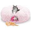 dellyy Tunnel per Gatti Rotondo in Peluche, Tunnel per Gatti Grandi XXL con Tappeto Rimovibile e Palline da Scuotere, Colori Arcobaleno