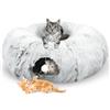 dellyy Tunnel Rotondo per Gatti, Giocattolo per Gatti a Tunnel Rotondo, Tunnel per Gatto Rotondo, Tunnel per Gatti Adulti Grandi, Tunnel per Gatti, Letto a Tunnel per Gatti, Grigio Chiaro