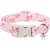 Unique style paws Collare per cani con motivo a fiocco rosa, comodo collare per animali domestici con fibbia in plastica a sgancio rapido, per cani e ragazze