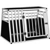 EUGAD Trasportino per Cani Auto, Kennel Cane Grande in Alluminio | 92x65x66cm, con Chiusura, Robusto Box Trasporto per Cani Grande e Media, Kennel Gabbia per Cani per Auto Viaggio Trasporto