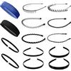 DKBT Fascie Cerchietto per capelli uomo frontino uomo elastico zazzy bandz cerchietto ricci per sport, 14 pezzi in metallo Cerchietto