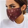 Yienate - Maschera in maglia trasparente con strass luccicanti per Halloween e discoteca con cristalli, decorazione alla moda, per donne e ragazze (rosso)