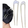 Generic Forcine per capelli francesi, 2 pezzi, eleganti forcine per capelli in metallo a forma di U, forcine per capelli, in lega robusta, stile francese, forcine per capelli spessi e lunghi (bianco latte)