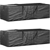 vidaXL Borse Porta Cuscini Giardino 2pz Nere 135x40x55 cm Polietilene