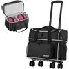 OEM Borsa per bocce VEVOR per 2 bocce con quattro ruote e scomparto separato per scarpe (fino alla taglia 16 USA) e tasca accessori oversize, maniglia estraibile fino a 95 cm Nero