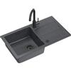 QUADRON Lavello da cucina in granito | Dimensioni 77 x 44 x 17,6 cm Molto nero | Lavello GO MAX Lavello da incasso con rubinetto da cucina | Lavello a vasca singola Lavello da cucina