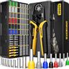 DxCRIMP Kit Pinza Crimpatrice Puntalini 0,25-6mm² 16 Misure | Pinza crimpatrice esagonale e terminali a bussola isolati per cablaggio automobilistico quadri elettrici PLC e domestico