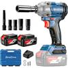 Dong Cheng 20V Avvitatore a Impulsi a Batteria, 682 Nm di Coppia, 2 x 4,0Ah | Brushless 1/2, Arresto Automatico, 3 Velocità, con Valigetta e Set di Bussole per Cambio Pneumatici e Riparazioni Auto