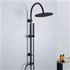 Görbach Colonna Doccia senza Miscelatore, set doccia a pioggia in acciaio inox con Soffione rotondo D25 cm e Doccetta a Mano, asta doccia vintage a forma di U Nero