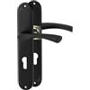 ERGO line ROMA guarnizione per porte classica, nera, maniglia con piastra di copertura a cilindro di chiusura set di maniglie con piastra di copertura lunga, guarnizione per porte, maniglia