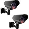 Calenxy 2 pezzi fotocamera Atrappe per esterni, fake telecamera di sicurezza con LED rosso lampeggiante, telecamera CCTV Dummy di sicurezza per interni ed esterni (2 pezzi) nero)