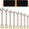 Meccion Set di Chiave Combinata 8-19mm, Professionale 8Pcs Chiavi Inglesi Fissa a Cricchetto - Acciaio al Cromo Vanadio Forgiata, Nichelato Nero