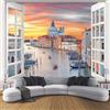 ANALTIRCE Carta Da Parati Fotografica 3D Effetto Venezia Città Dalla Finestra,150×105cm Fotomurali Moderna Decorazione Poster Gigante Italia Città Design Carta, Fotomurali In Tessuto Non Tessuto TNT Giallo