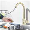 Zamery Rubinetto da cucina con beccuccio alto rubinetto da cucina con doccetta estraibile ad alta pressione miscelatore per cucina moderno lavello cucina oro spazzolato