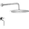 VALAZ Doccia da Incasso Miscelatore Cromato Effetto Pioggia Serie Guadiana | Doccia da incasso miscelatore monocomando, soffione effetto pioggia 20 cm, acciaio inox, installazione a parete, cromato