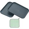 PATIKIL 20x15cm Vassoio Plastica, 2Pz Piatti Rettangolari Piccoli Vassoi da Portata Decorativo Vassoio con Panno Riutilizzabili Alimenti Grano per Dessert Frutta Torte,Blu Scuro