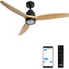 CREATE / WINDSTYLANCE M/Ventilatore da soffitto ABS con luce nero pale effetto legno naturale con Wifi e telecomando / 40W, Silenzioso, Ø132 cm, 6 velocità, estate-inverno, doppia altezza