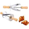 Cyrank Taglia Croissant, 2 Pezzi Tagliapasta per Croissant Tagliapasta per Croissant in Acciaio Inossidabile con Manico in Legno per Rotoli di Pasta per Croissant Realizzati