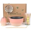 LustLocke Matcha Kit 5 Pezzi Rosa, Set Matcha con Frusta in Bambù (Rosa Sfumato)