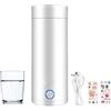 Hitopin 400ml Bollitore Elettrico, Bollitore Elettrico Portatile, Bollitore da Viaggio, Bollitore da Viaggio in Acciaio Inox, Invia 2PCS Adesivi, per La Preparazione di Latte, Caffè e Tè (Bianco)