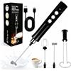 ChaneeHann Frullino Montalatte Elettrico per Cappuccino, Monta Latte Ricaricabile Portatile USB-C Milk Frother Handheld Acciaio Inox con 3 Velocità e Supporto per Latte, Caffè, Matcha, Panna, Uova (Nero)