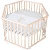 roba Box Esagonale per Bambini e Neonati Liebhabär - con Materassino e Ruote con Freni - Regolabile in 3 Altezze - da 0 a 24 Mesi - Legno Naturale