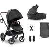 hauck Passeggino 2in1 con Ruote in Gomma, Comfort N Care SET Black | Dalla nascita a 22 kg/4 anni, navicella con bottoni memory, seduta reversibile con coprigambe, reclinabile, adattatore ovetto