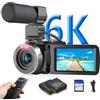 VETEK Videocamera 6K 64MP UHD WiFi Vlogging Telecamere per YouTube con 32GB Card | Telecamera di registrazione 18X Zoom Digitale IR Visione Notturna 3.0 '' Touch Screen Camcorder con Microfono, Telecomando