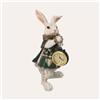 KeyHome Store Bianconiglio con Orologio in Resina Bianco e Verde H. 24 cm