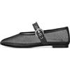 MICIFA Ballerine da donna in rete leopardata, punta rotonda, con fibbia Mary Jane, comode, casual