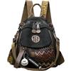 CORIOS Zaino con Ricamo Etnico Donna Bohémien Borsa da Scuola Zaini in Tela Casual Daypacks Convertibile Borse a Mano a Spalla a Tracolla Stile Boho Zainetto per Viaggi Lavoro e Quotidiano Nero