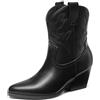DREAM PAIRS Stivali Western Donna Ricamati | Tacco Largo 6 cm, Punta Appuntita, Ricami Eleganti, Soletta Lattice 4mm, Tiraggio Facile per Lavoro e Feste