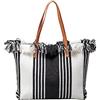 CORIOS Borsa a Mano in Tela Borse a Spalla Donna Alta Capacità Borsa Spiaggia Bohemien Borse Tote Casuale Borse a Tracolla con Nappe per Viaggio Vacanza Uso Quotidiano Strisce Bianche e Nere